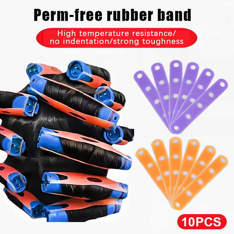 Hair Care Orange - 10pcs Silicone Hair Care Strips Orange/Purple
