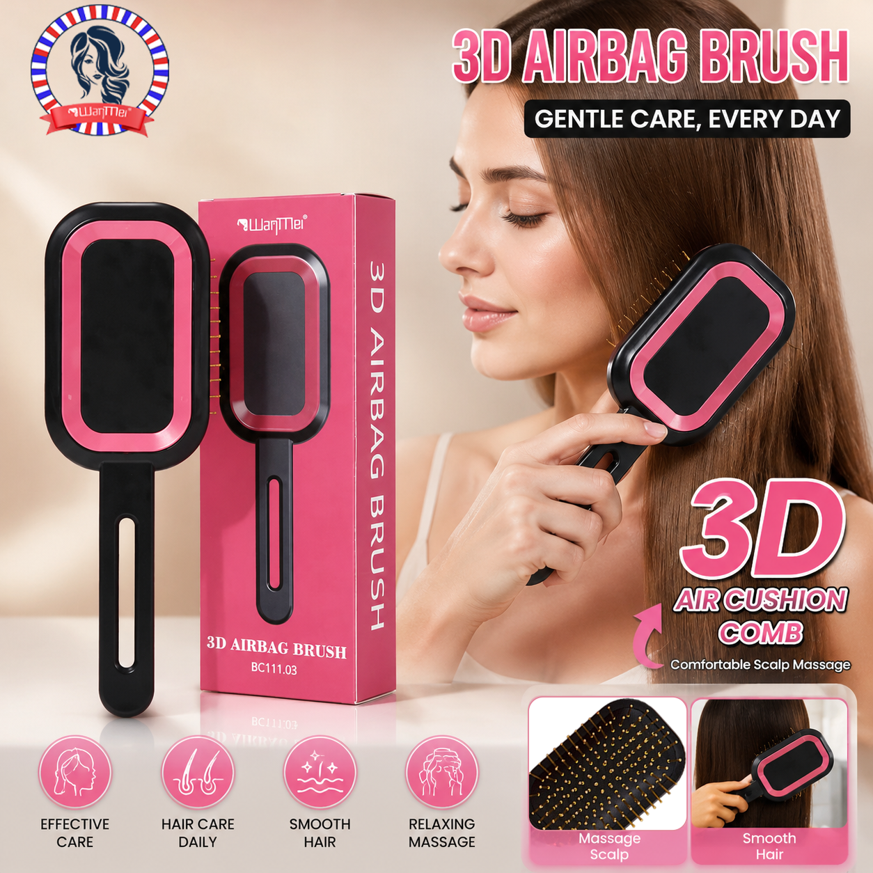 3D Air Cushion Comb Self-clean – Hair Care Is Self Care Bewertung und Preis