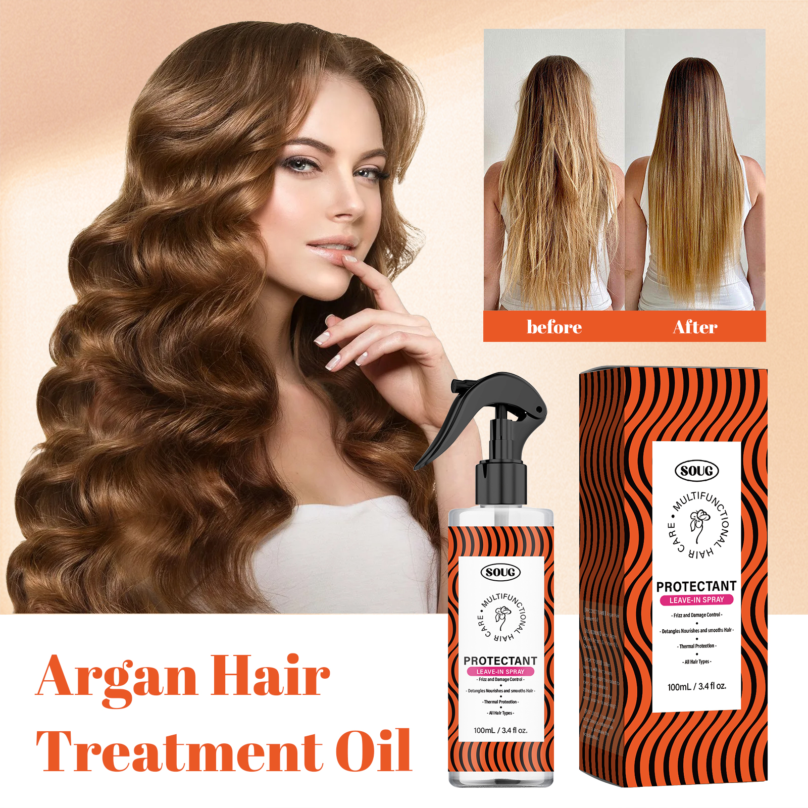 100ml Argan Oil Hair Leave-In  – Hair Care Heat Protectant Bewertung und Preis